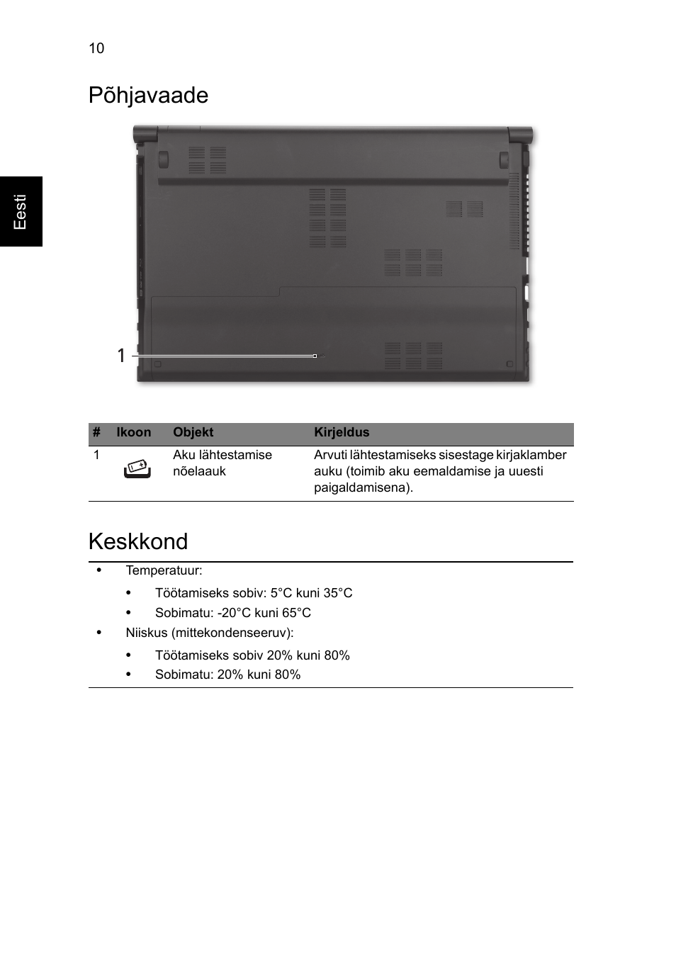 Põhjavaade, Keskkond, Põhjavaade keskkond | Acer Aspire 5830TG User Manual | Page 216 / 316