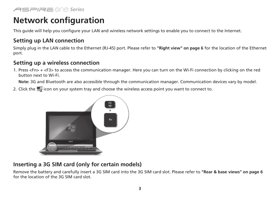 Network configuration | Acer AO533 User Manual | Page 10 / 374