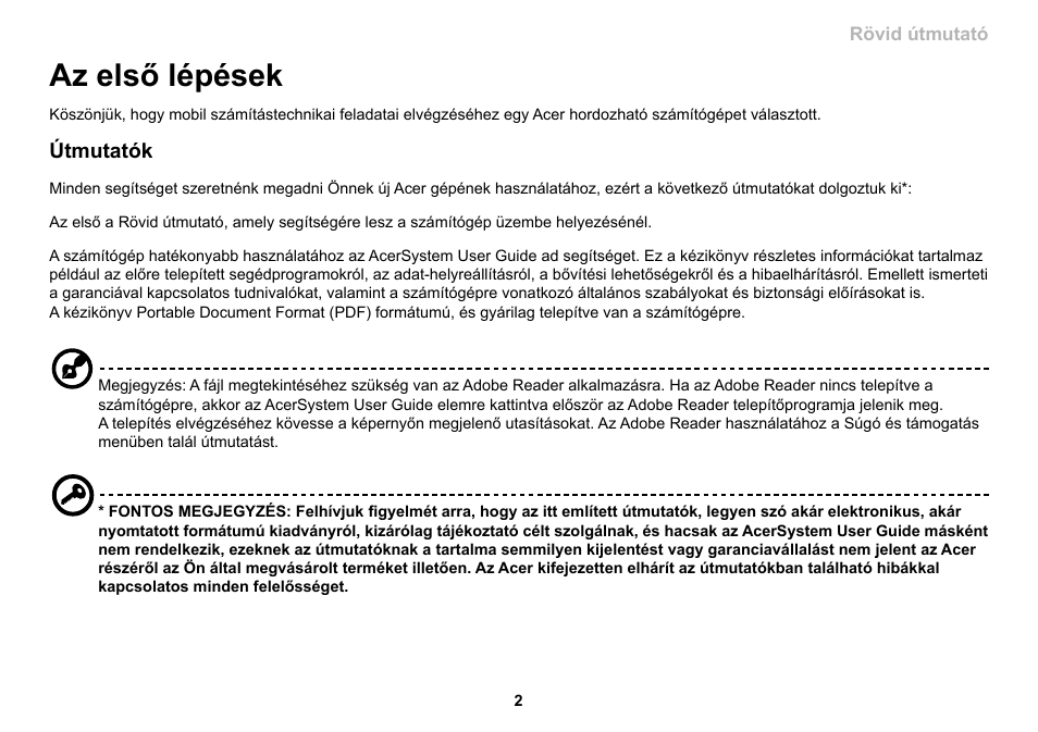 Az első lépések | Acer AO533 User Manual | Page 165 / 374