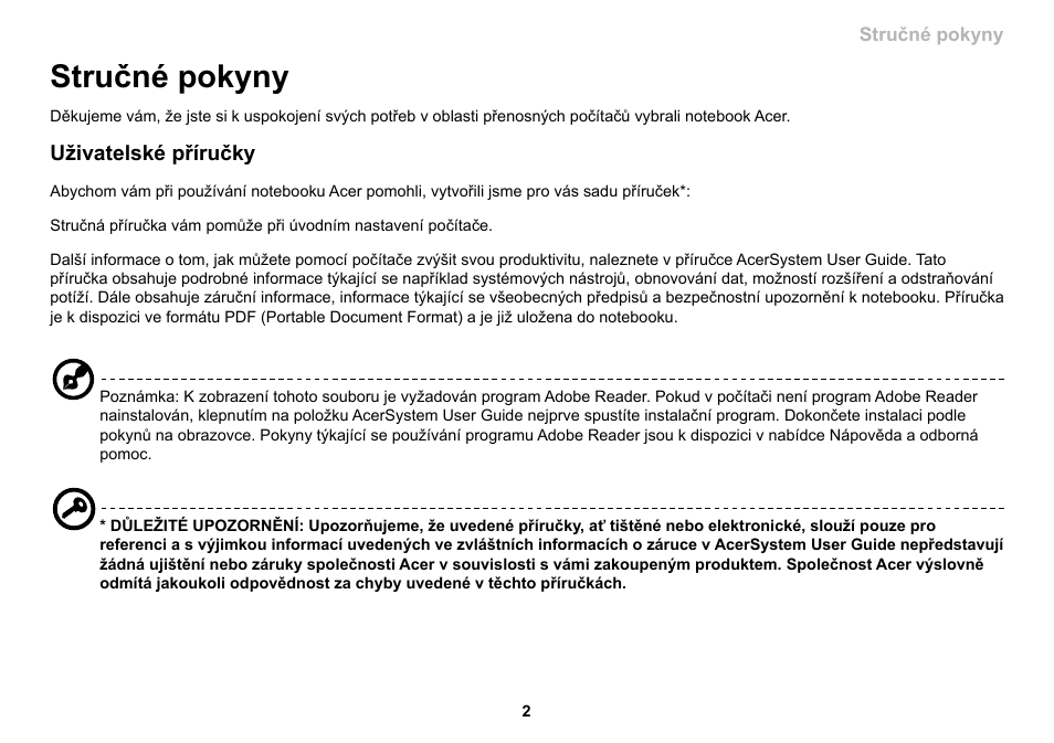 Stručné pokyny | Acer AO533 User Manual | Page 177 / 374