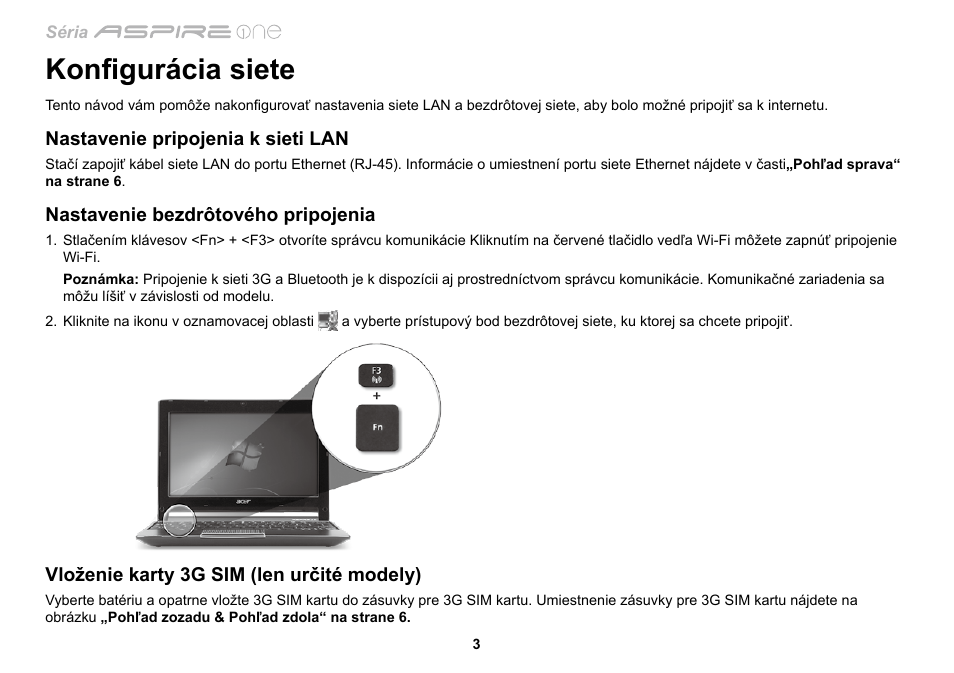 Konfigurácia siete | Acer AO533 User Manual | Page 190 / 374