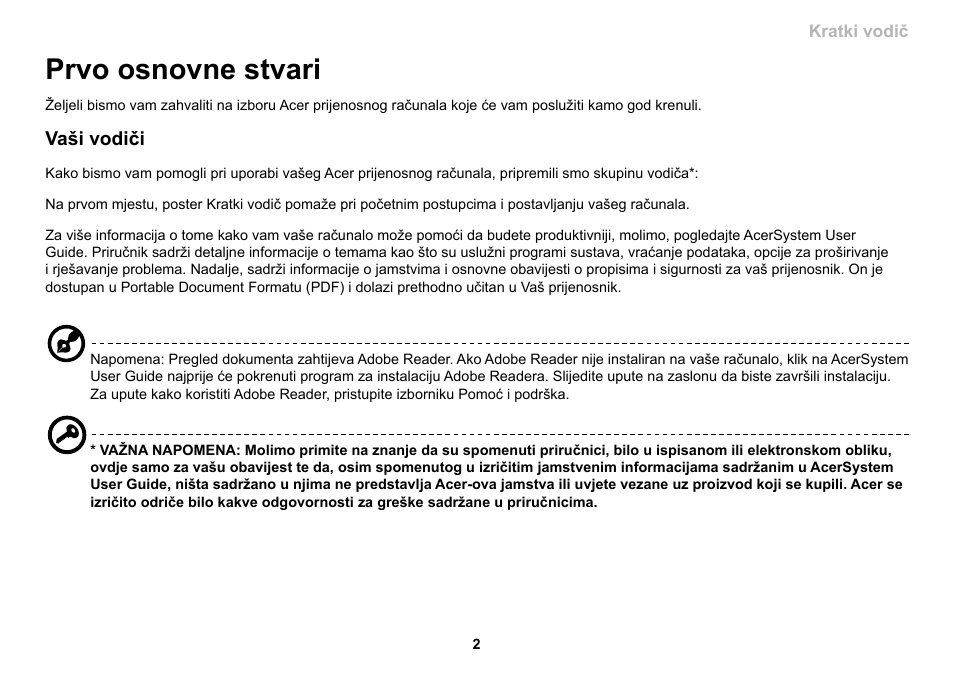 Prvo osnovne stvari | Acer AO533 User Manual | Page 213 / 374