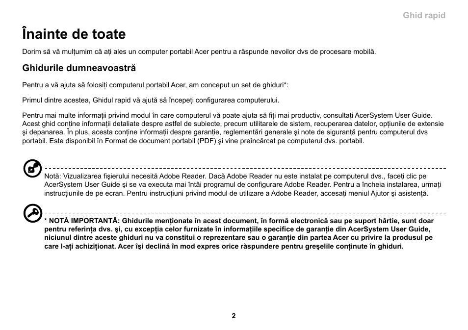 Înainte de toate | Acer AO533 User Manual | Page 225 / 374
