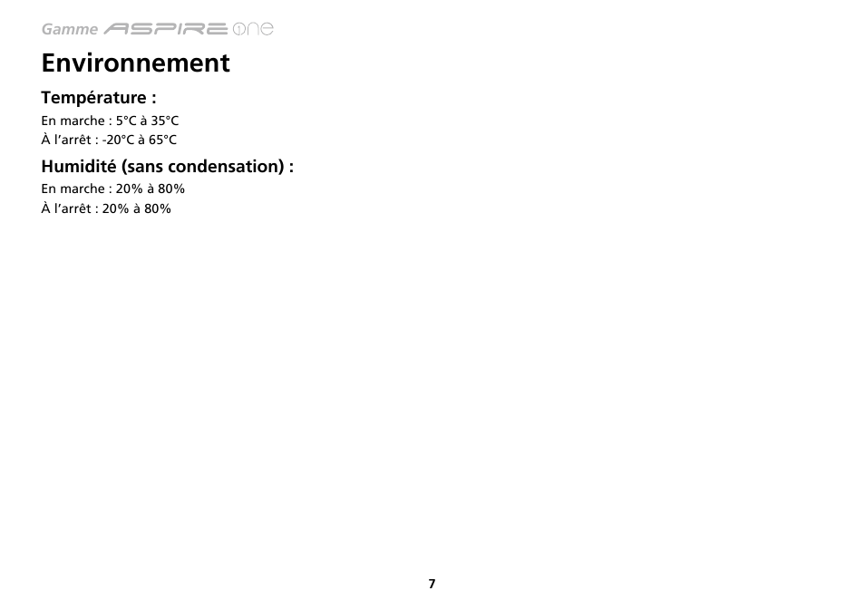 Environnement | Acer AO533 User Manual | Page 26 / 374