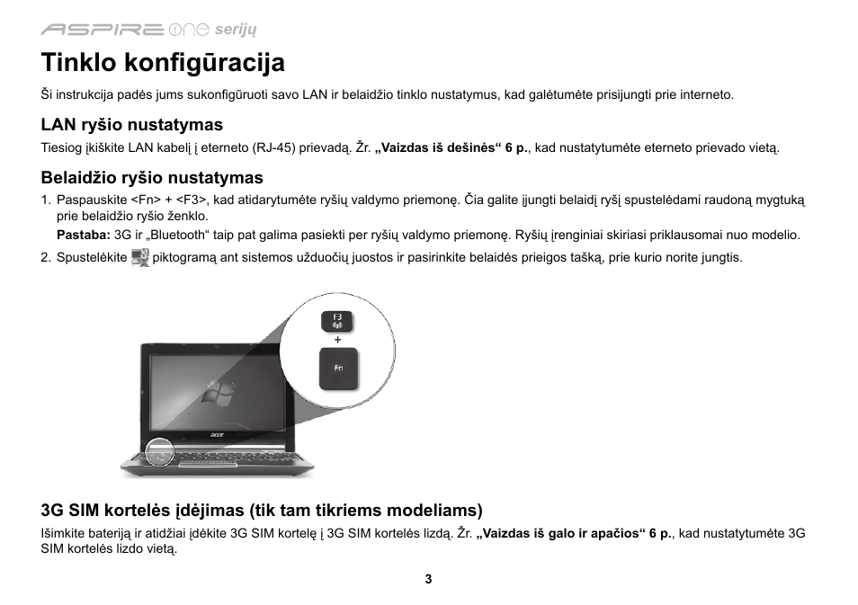 Tinklo konfigūracija | Acer AO533 User Manual | Page 274 / 374