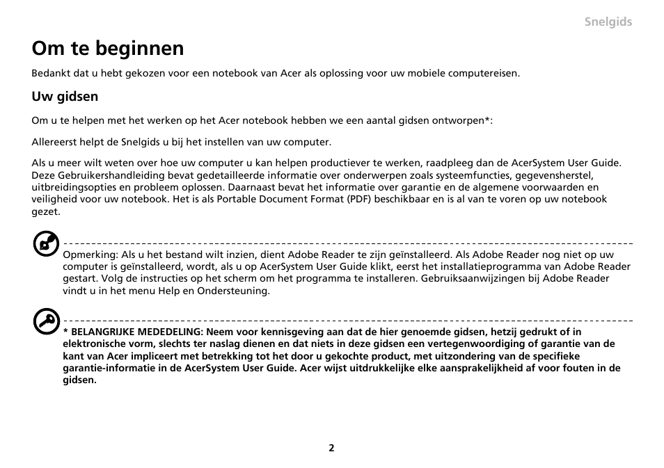 Om te beginnen | Acer AO533 User Manual | Page 81 / 374