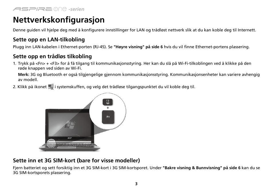 Nettverkskonfigurasjon | Acer AO533 User Manual | Page 94 / 374
