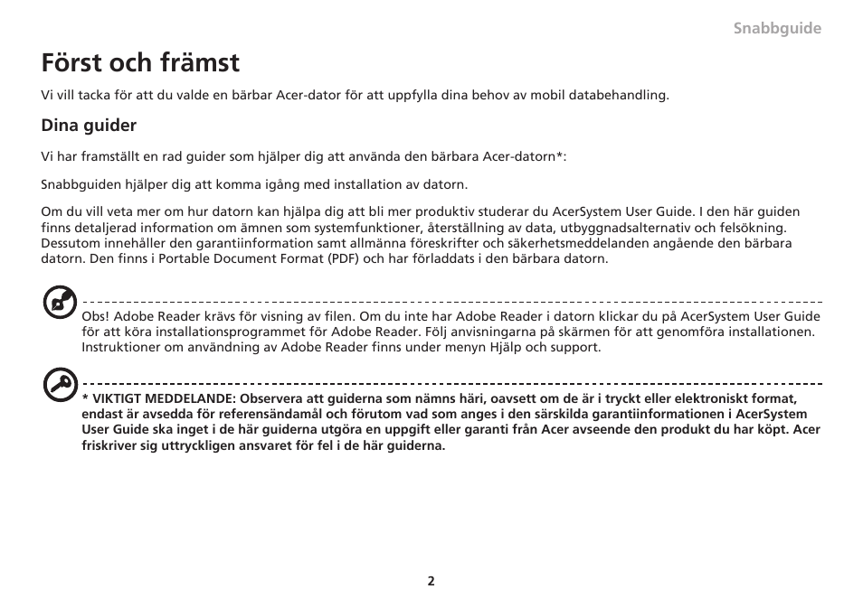 Först och främst | Acer Aspire 1830Z User Manual | Page 117 / 374