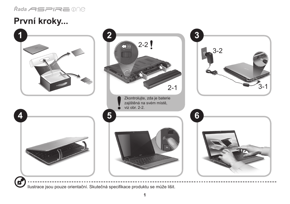 První kroky 2 4 5 6 | Acer Aspire 1830Z User Manual | Page 176 / 374