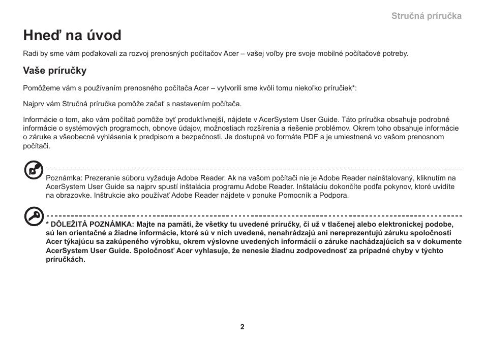 Hneď na úvod, Vaše príručky | Acer Aspire 1830Z User Manual | Page 189 / 374