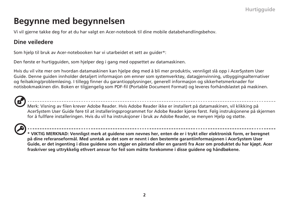 Begynne med begynnelsen | Acer Aspire 1830Z User Manual | Page 93 / 374