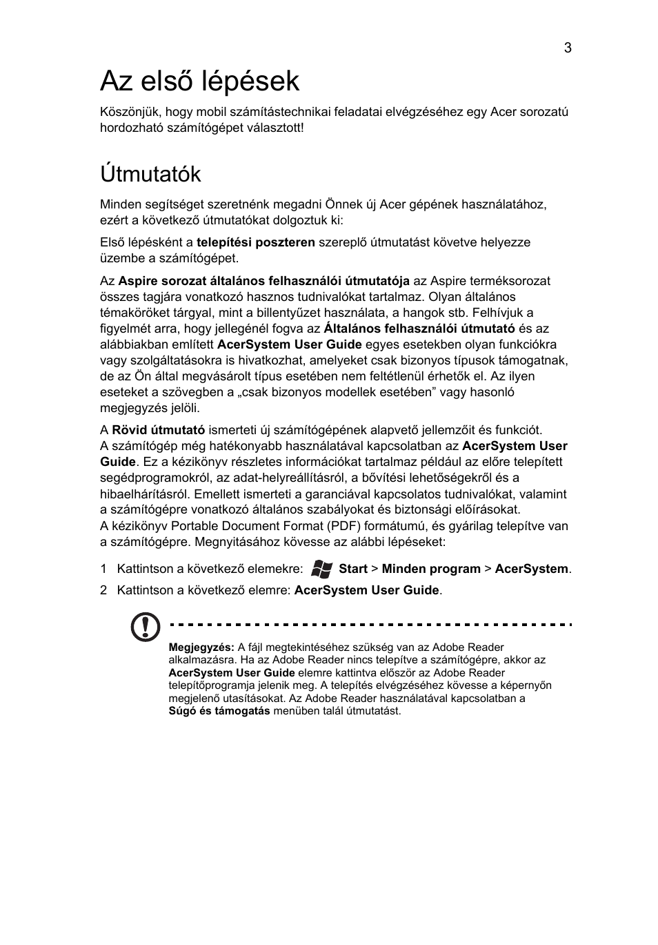 Az első lépések, Útmutatók | Acer Aspire 4552G User Manual | Page 137 / 314