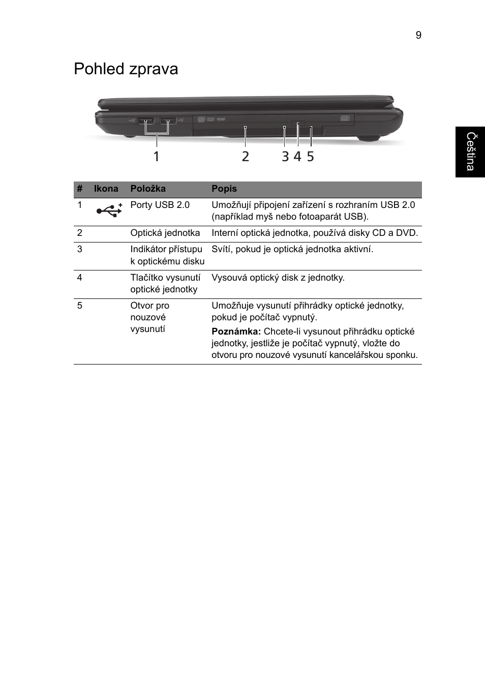 Pohled zprava | Acer Aspire 4552G User Manual | Page 153 / 314