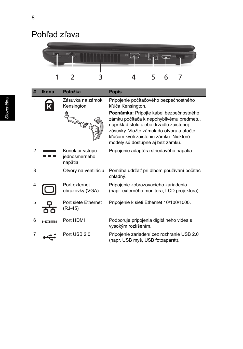 Pohľad zľava | Acer Aspire 4552G User Manual | Page 162 / 314