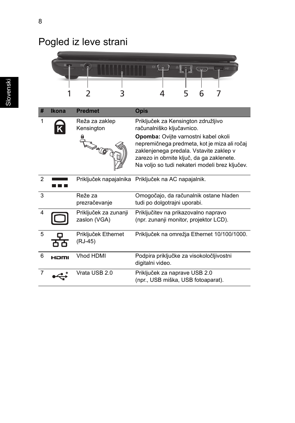 Pogled iz leve strani | Acer Aspire 4552G User Manual | Page 172 / 314