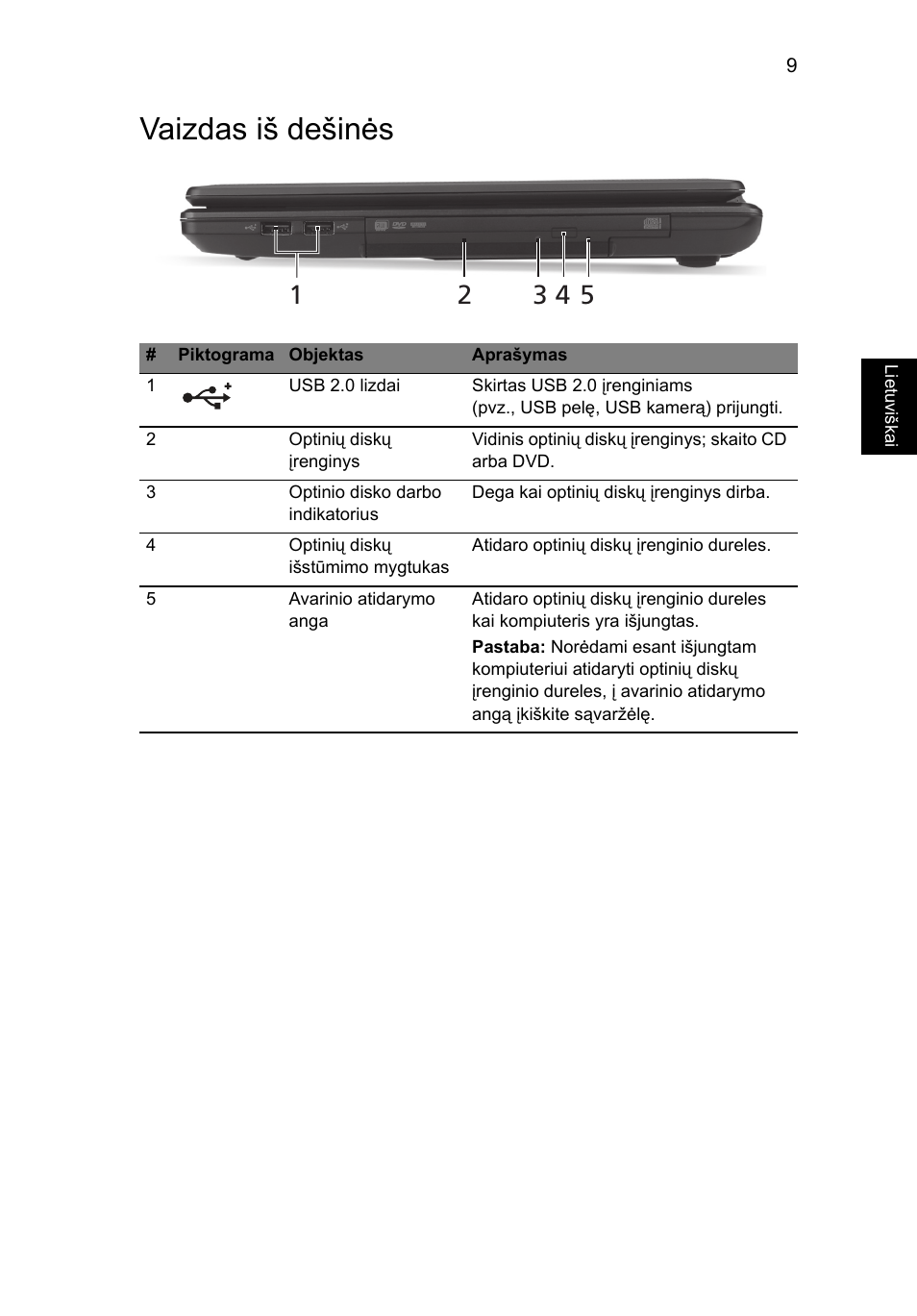 Vaizdas iš dešinės | Acer Aspire 4552G User Manual | Page 233 / 314