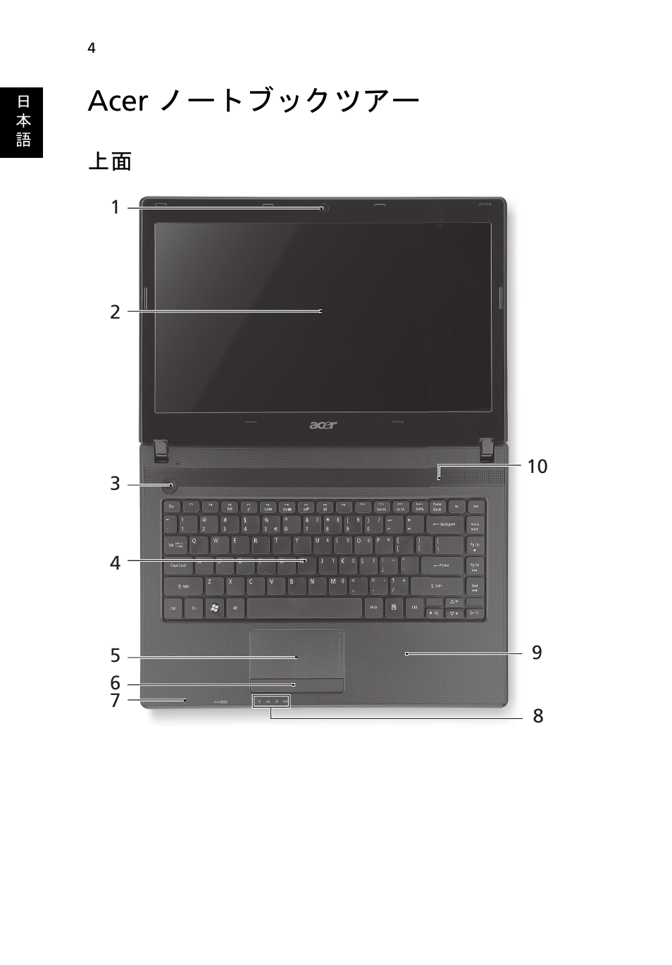 Acer ノートブックツアー | Acer Aspire 4552G User Manual | Page 258 / 314