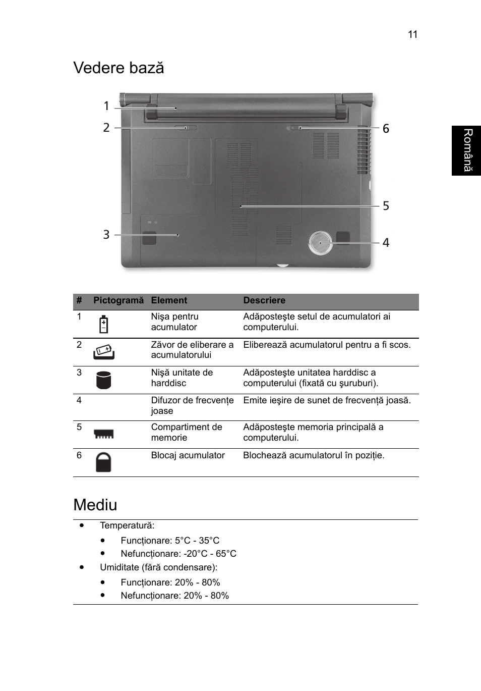 Vedere bază, Mediu, Vedere bază mediu | Acer Aspire 5943G User Manual | Page 231 / 364