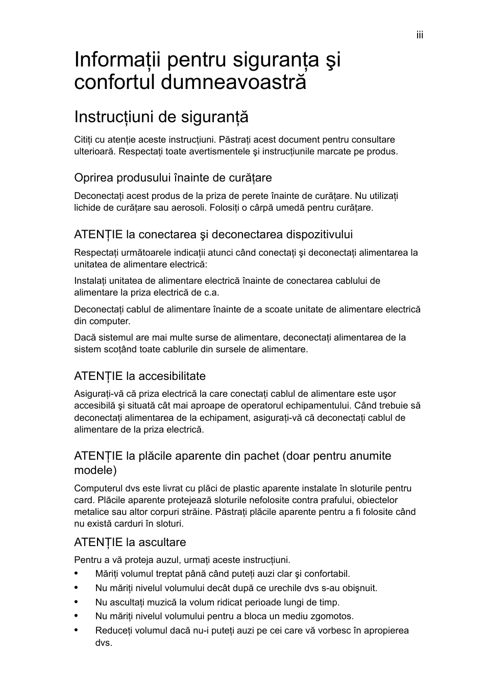 Instrucţiuni de siguranţă | Acer Aspire 4552G User Manual | Page 1291 / 2206