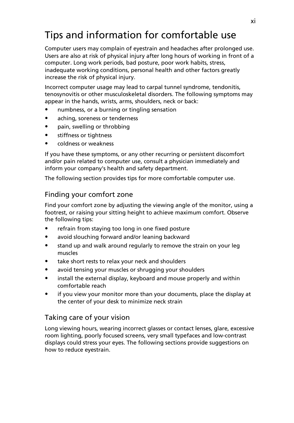 Tips and information for comfortable use | Acer Aspire 4552G User Manual | Page 13 / 2206