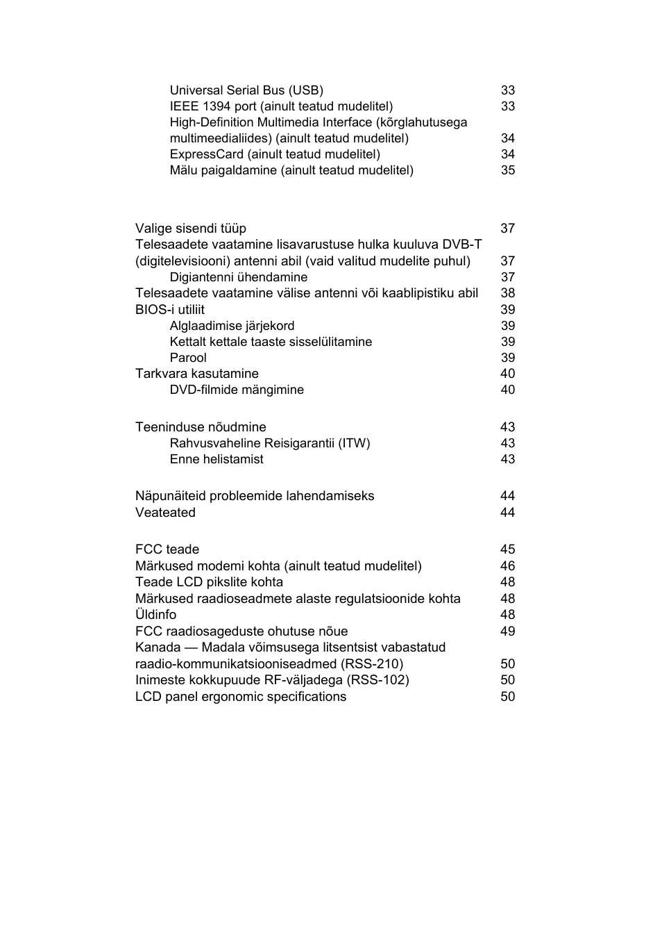Korduma kippuvad küsimused 41, Probleemide lahendamine 44, Regulatsioonid ja märkused ohutuse kohta 45 | Acer Aspire 4552G User Manual | Page 1451 / 2206