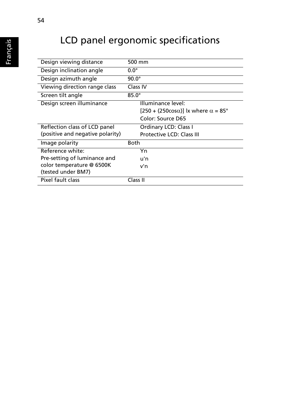 Lcd panel ergonomic specifications | Acer Aspire 4552G User Manual | Page 148 / 2206
