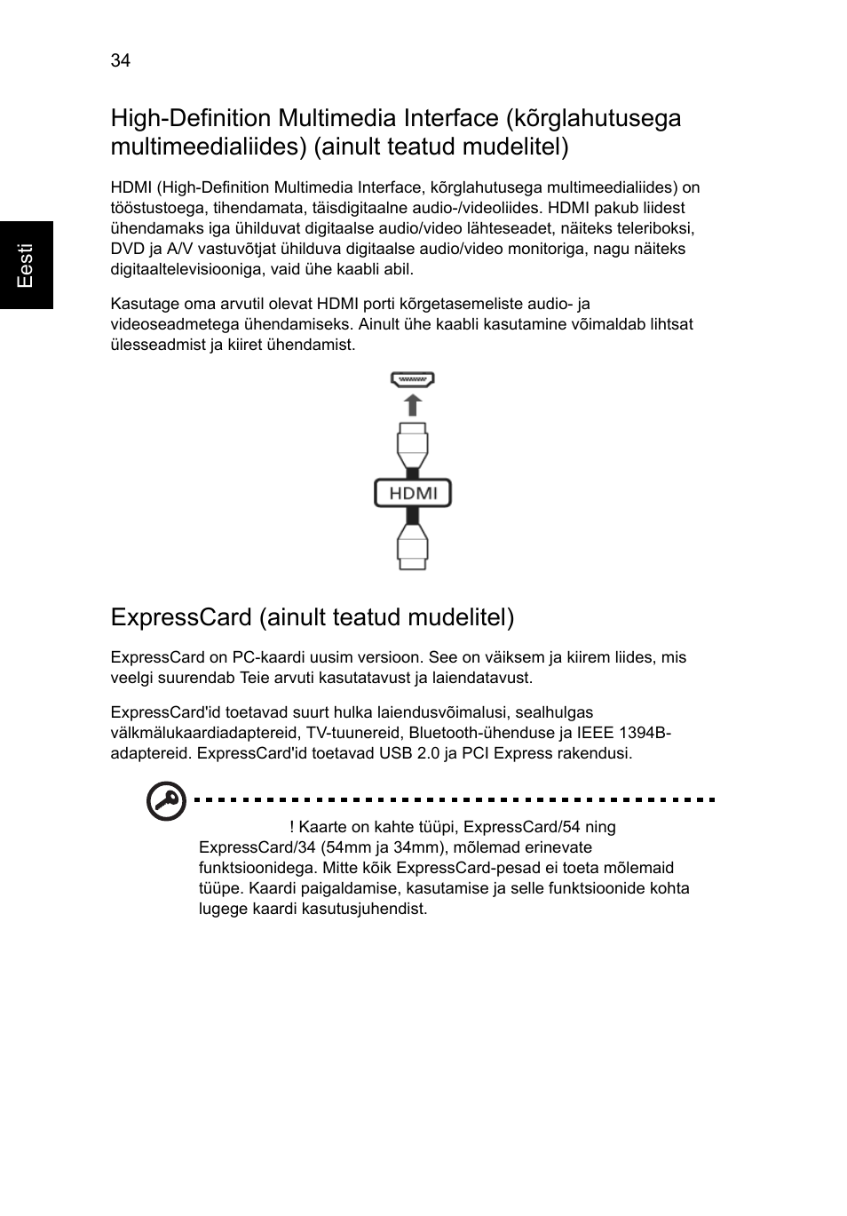 Multimeedialiides) (ainult teatud mudelitel), Expresscard (ainult teatud mudelitel) | Acer Aspire 4552G User Manual | Page 1486 / 2206