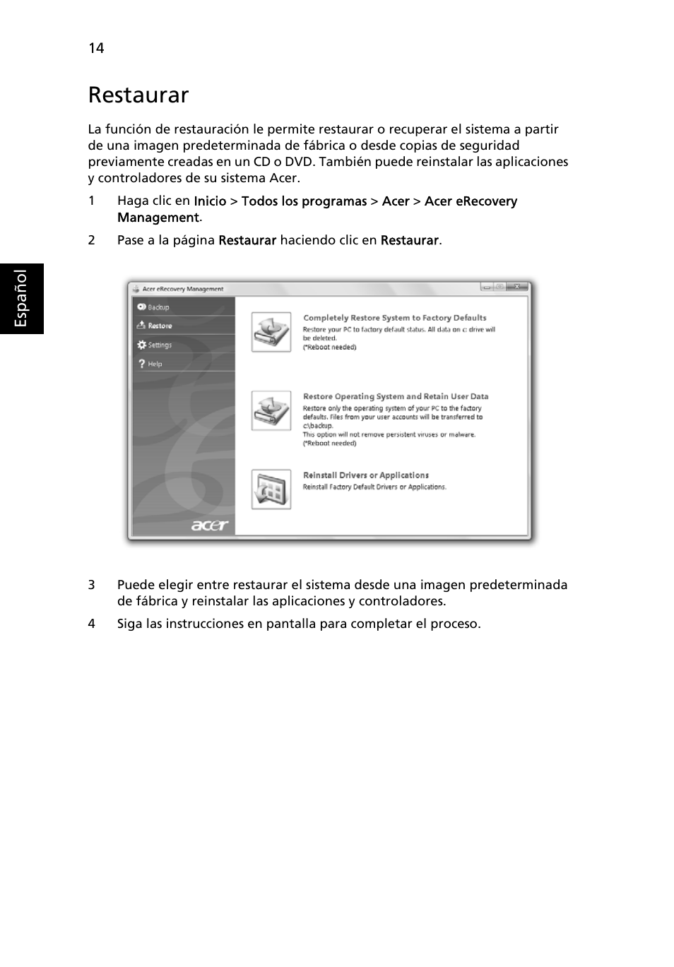 Restaurar | Acer Aspire 4552G User Manual | Page 328 / 2206