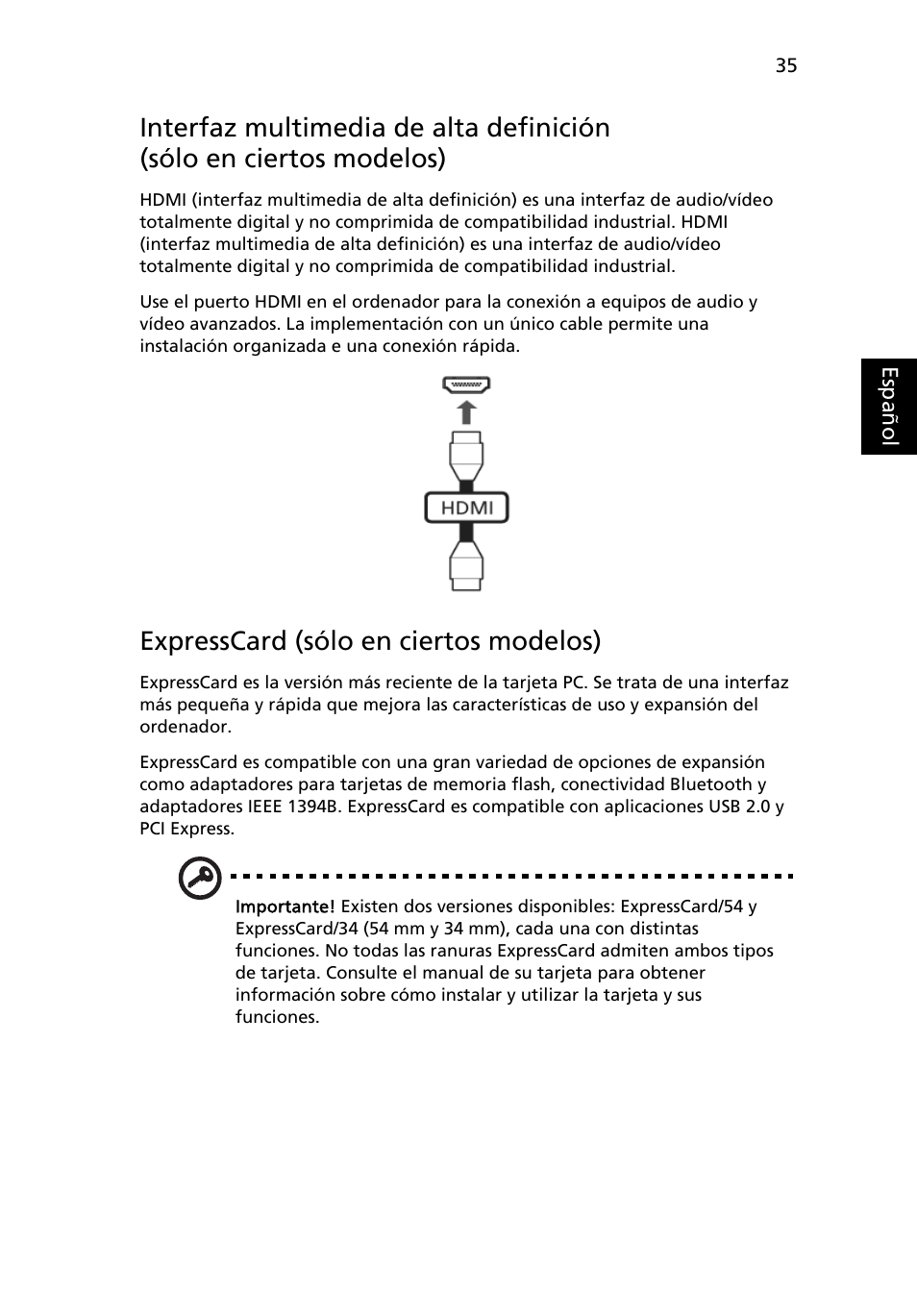 Expresscard (sólo en ciertos modelos) | Acer Aspire 4552G User Manual | Page 349 / 2206