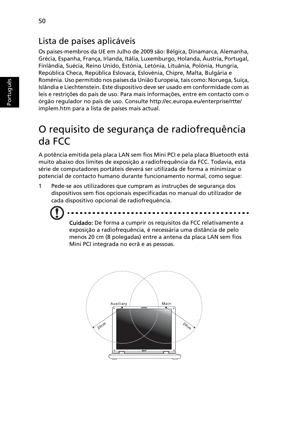 O requisito de segurança de radiofrequência da fcc, Lista de países aplicáveis | Acer Aspire 4552G User Manual | Page 436 / 2206