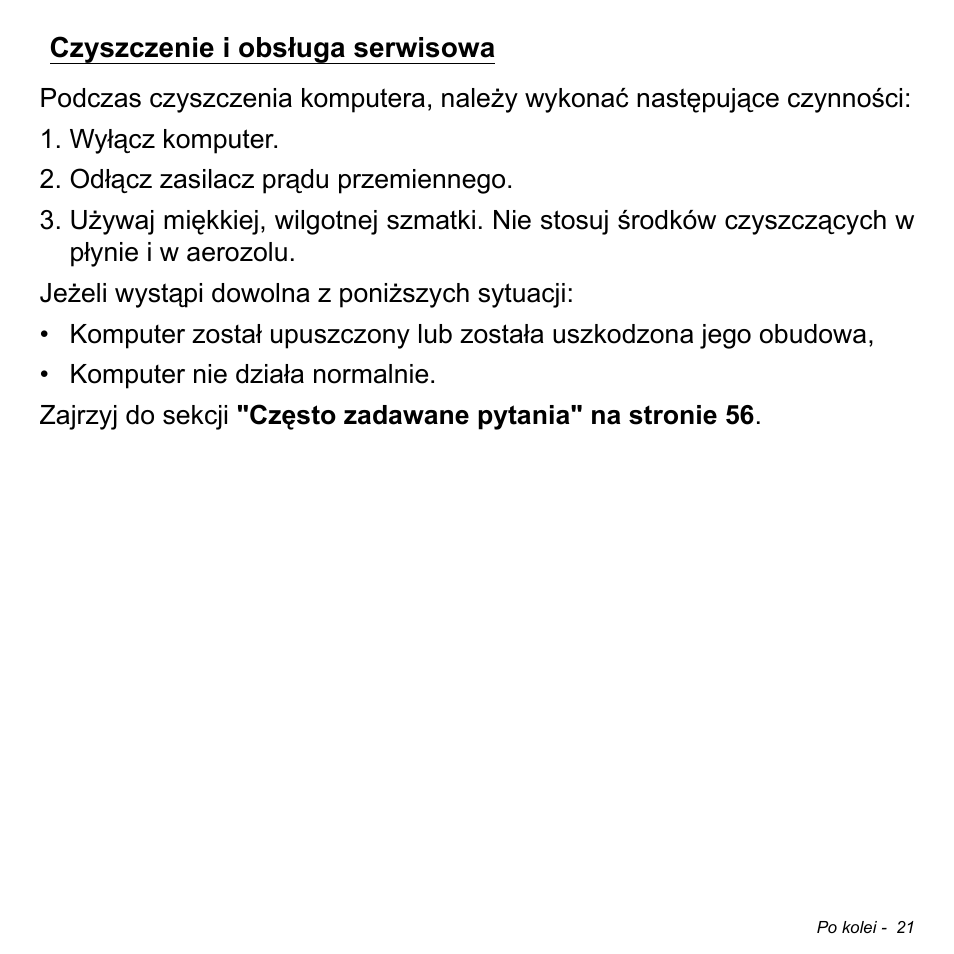 Czyszczenie i obsługa serwisowa | Acer W511P User Manual | Page 1183 / 2860