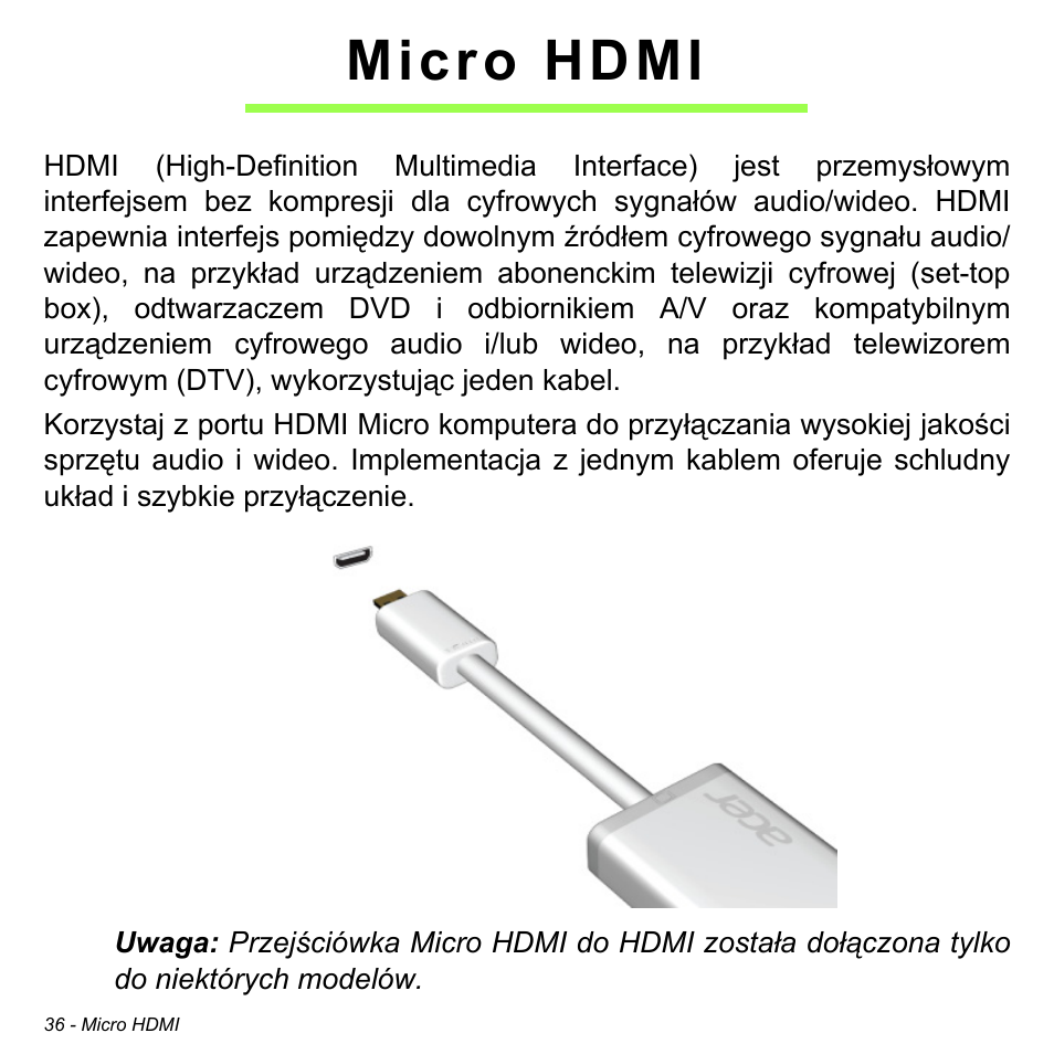 Micro hdmi | Acer W511P User Manual | Page 1198 / 2860