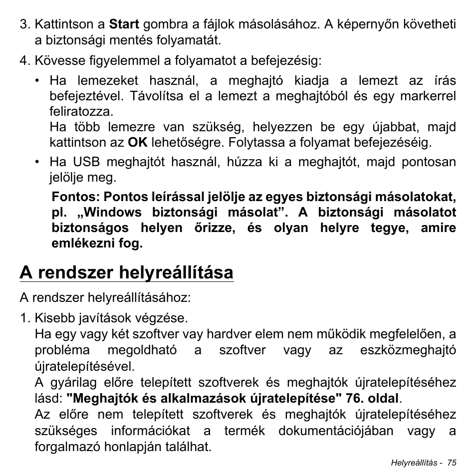 A rendszer helyreállítása | Acer W511P User Manual | Page 1337 / 2860