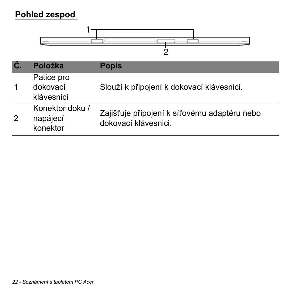 Pohled zespod | Acer W511P User Manual | Page 1382 / 2860