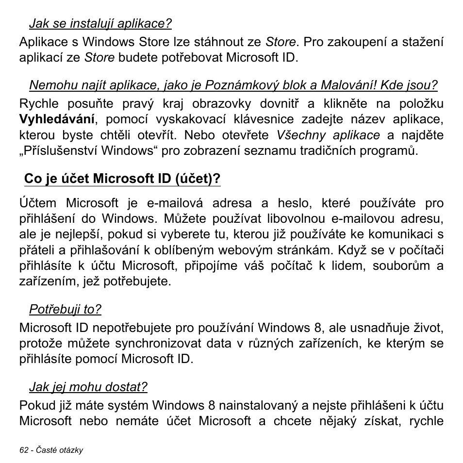 Co je účet microsoft id (účet) | Acer W511P User Manual | Page 1422 / 2860