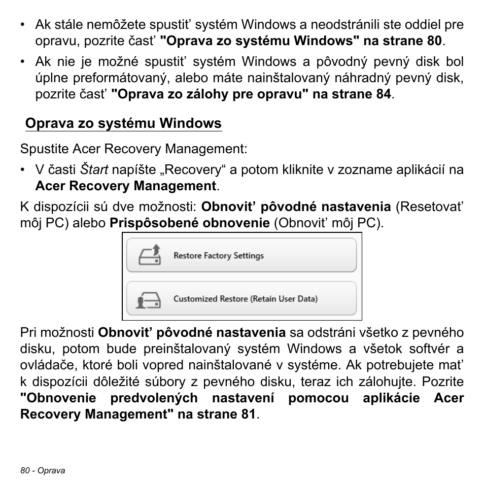Oprava zo systému windows | Acer W511P User Manual | Page 1534 / 2860