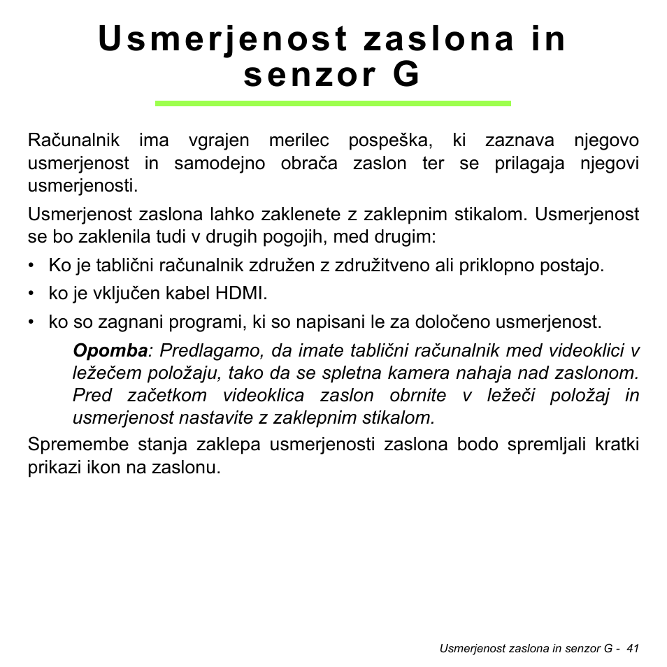 Usmerjenost zaslona in senzor g | Acer W511P User Manual | Page 1589 / 2860