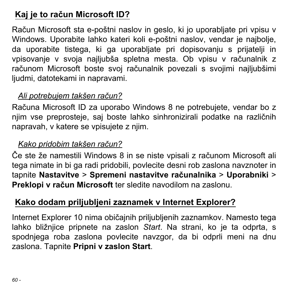 Kaj je to račun microsoft id | Acer W511P User Manual | Page 1608 / 2860