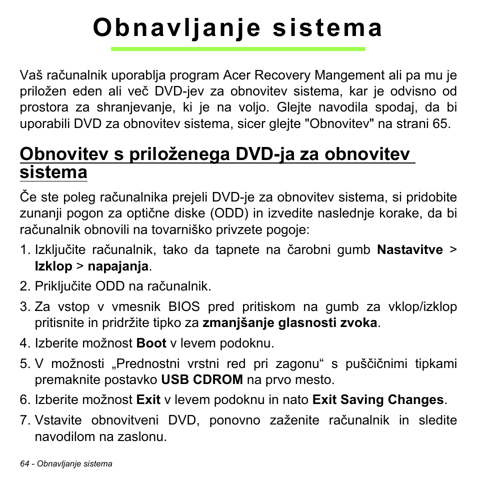 Obnavljanje sistema | Acer W511P User Manual | Page 1612 / 2860