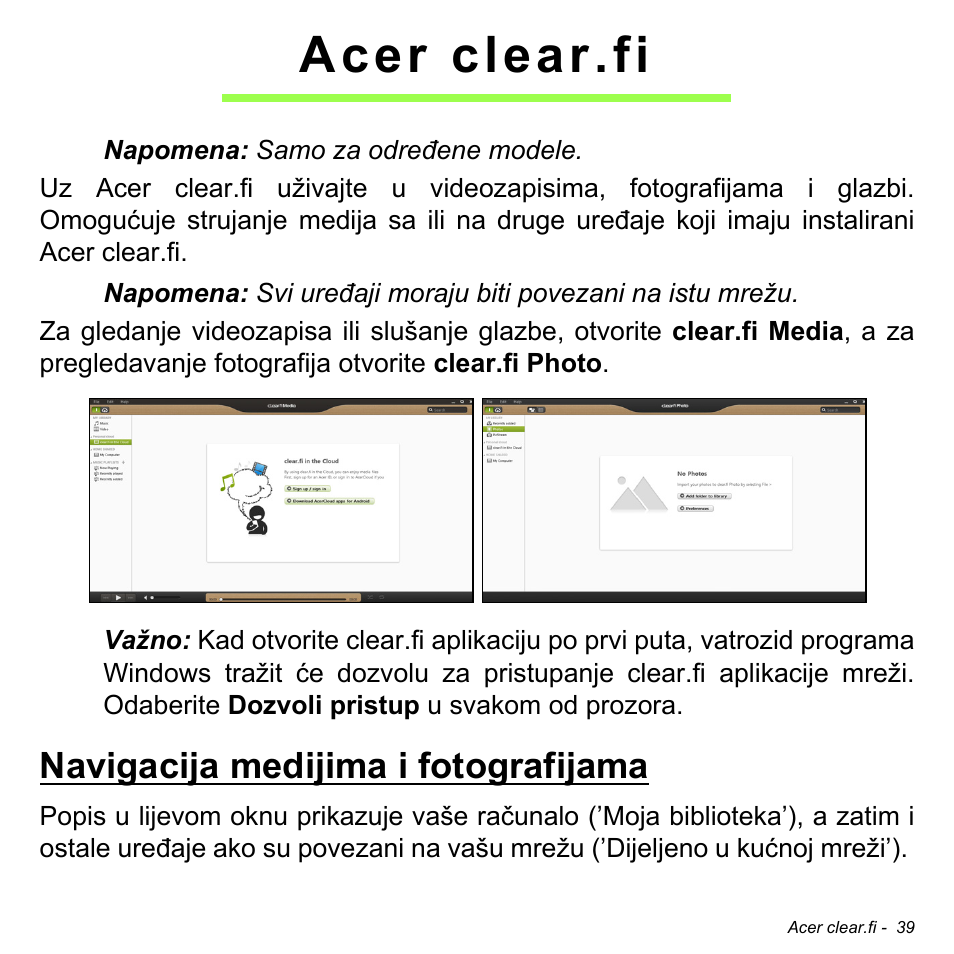 Acer clear.fi, Navigacija medijima i fotografijama | Acer W511P User Manual | Page 1679 / 2860