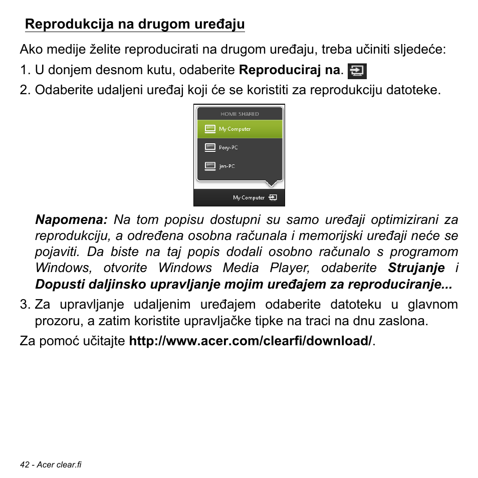 Reprodukcija na drugom uređaju | Acer W511P User Manual | Page 1682 / 2860