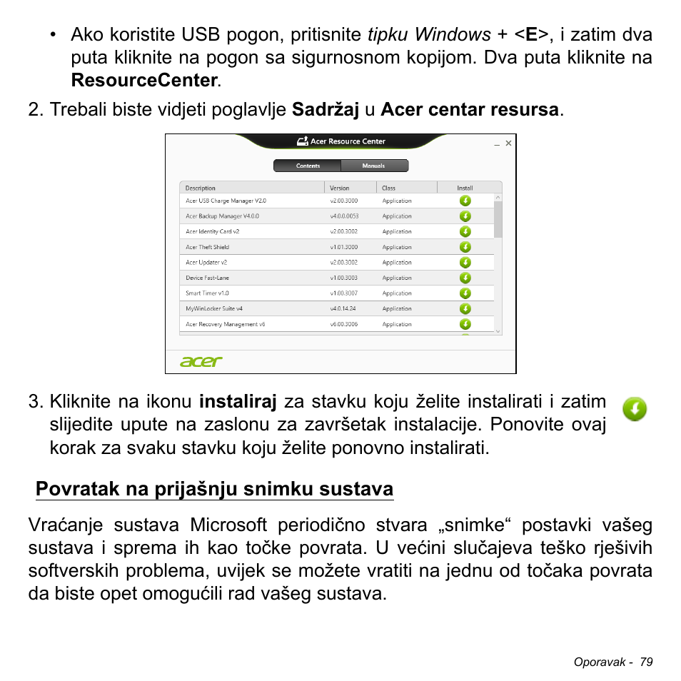 Povratak na prijašnju snimku sustava | Acer W511P User Manual | Page 1719 / 2860