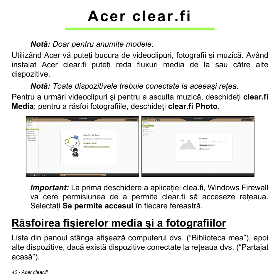 Acer clear.fi, Răsfoirea fişierelor media şi a fotografiilor | Acer W511P User Manual | Page 1776 / 2860