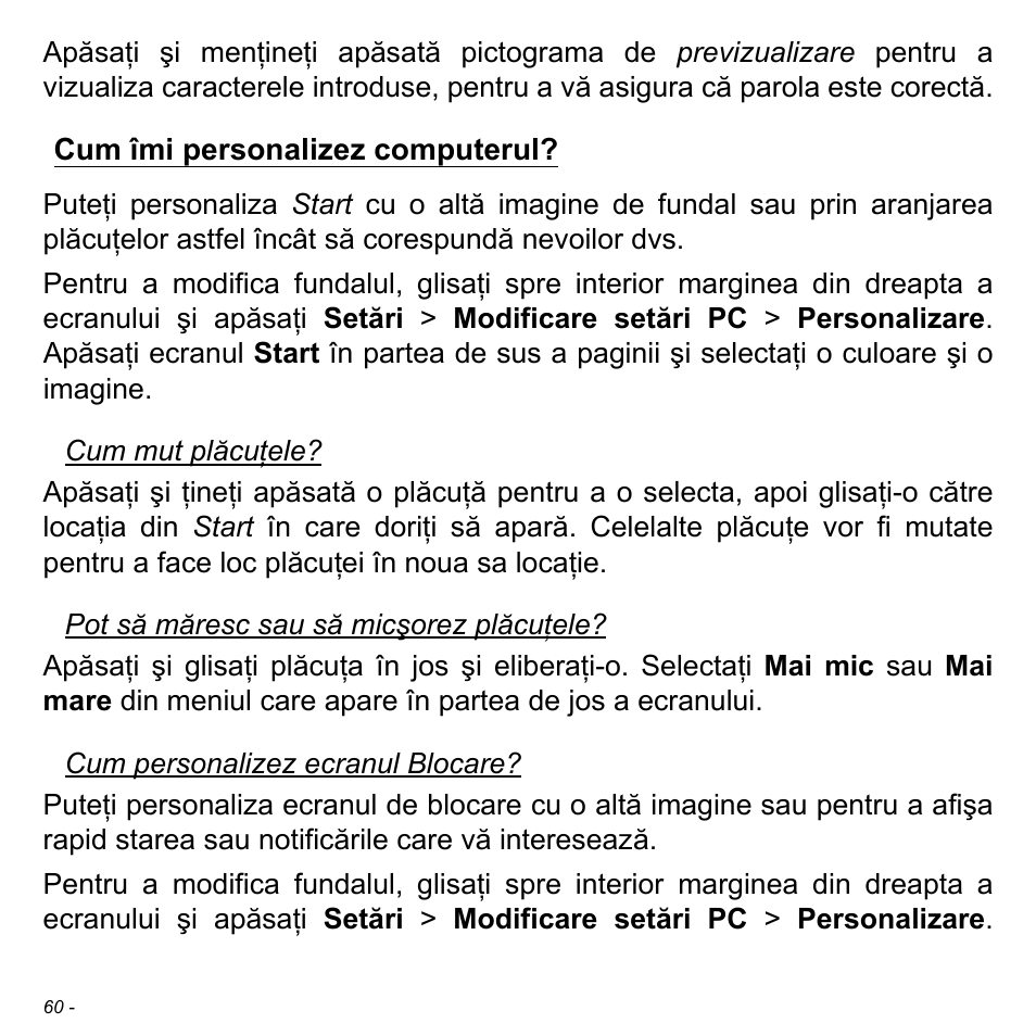Cum îmi personalizez computerul | Acer W511P User Manual | Page 1796 / 2860