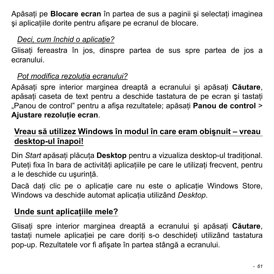 Unde sunt aplicaţiile mele | Acer W511P User Manual | Page 1797 / 2860