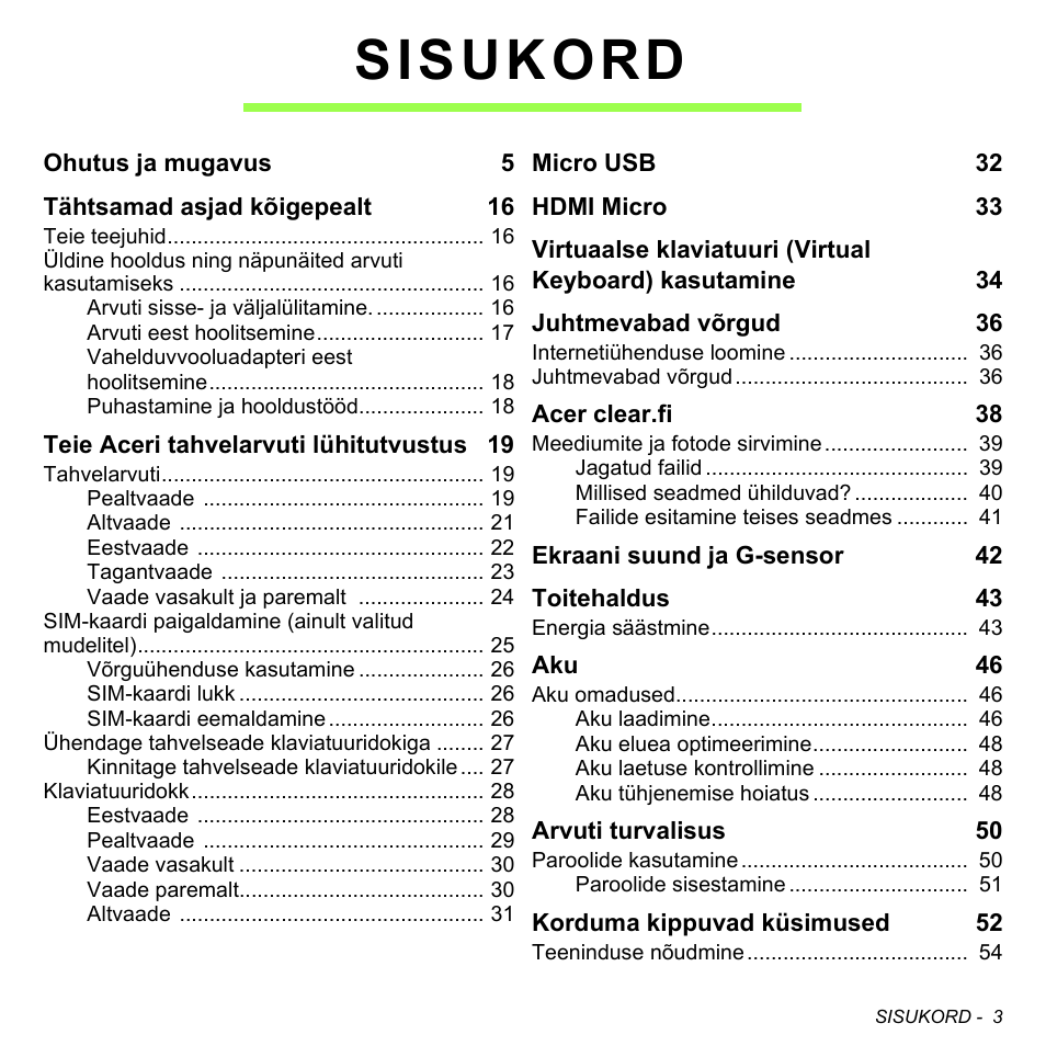 Sisukord | Acer W511P User Manual | Page 1939 / 2860