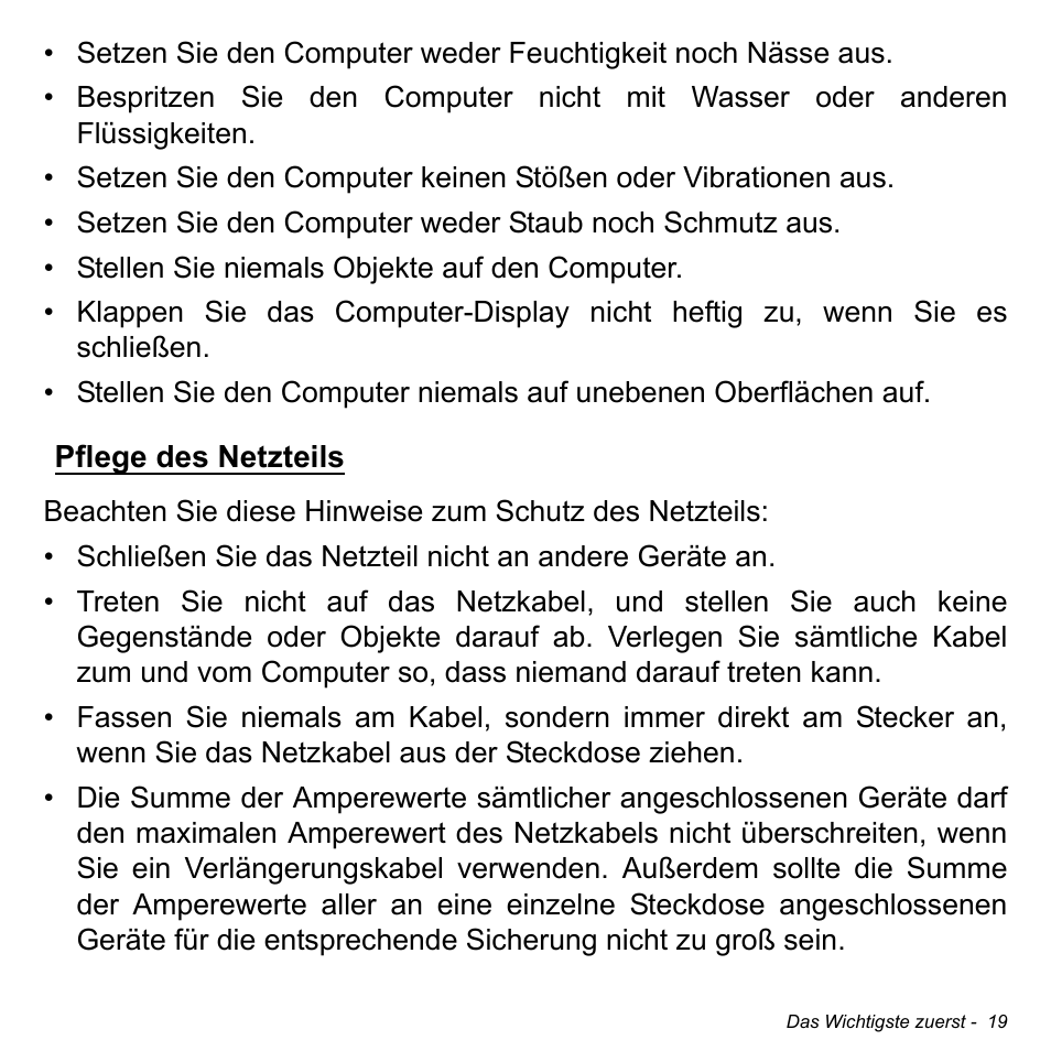 Pflege des netzteils | Acer W511P User Manual | Page 211 / 2860