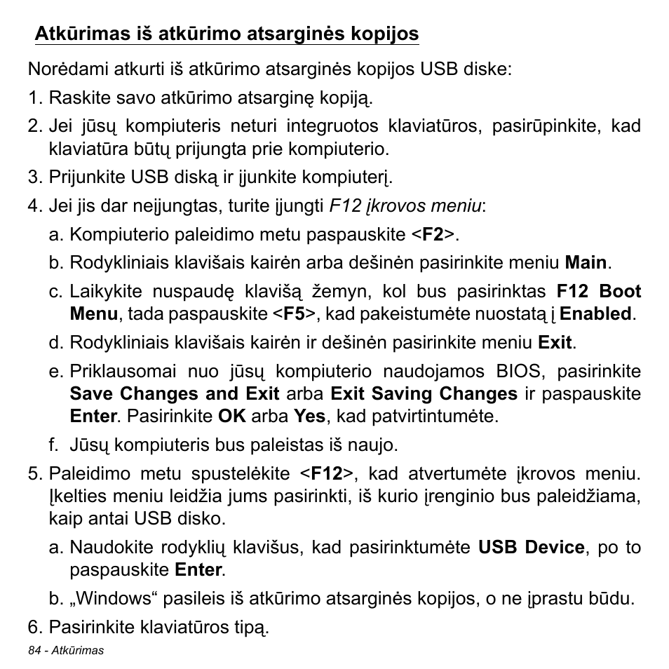 Atkūrimas iš atkūrimo atsarginės kopijos, Atkūrimas iš atkūrimo atsarginės, Kopijos | Acer W511P User Manual | Page 2206 / 2860