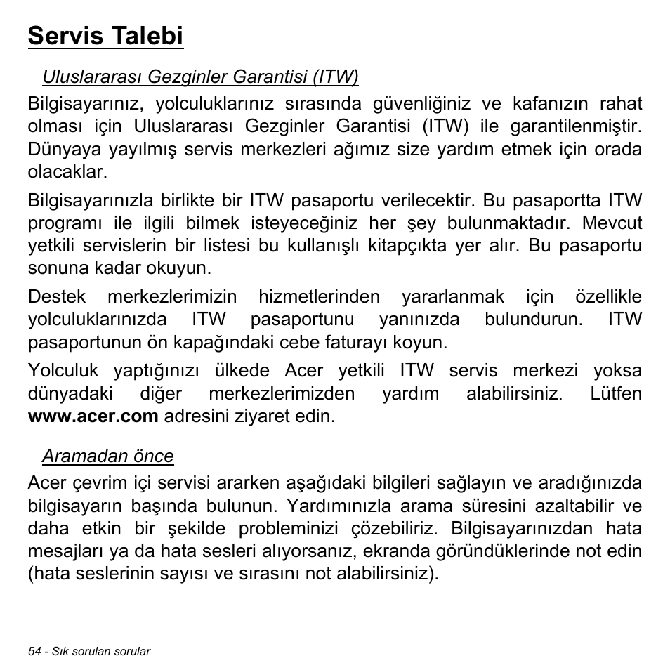 Servis talebi | Acer W511P User Manual | Page 2376 / 2860