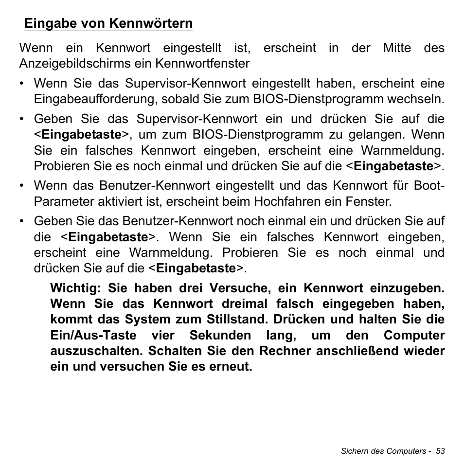 Eingabe von kennwörtern | Acer W511P User Manual | Page 245 / 2860